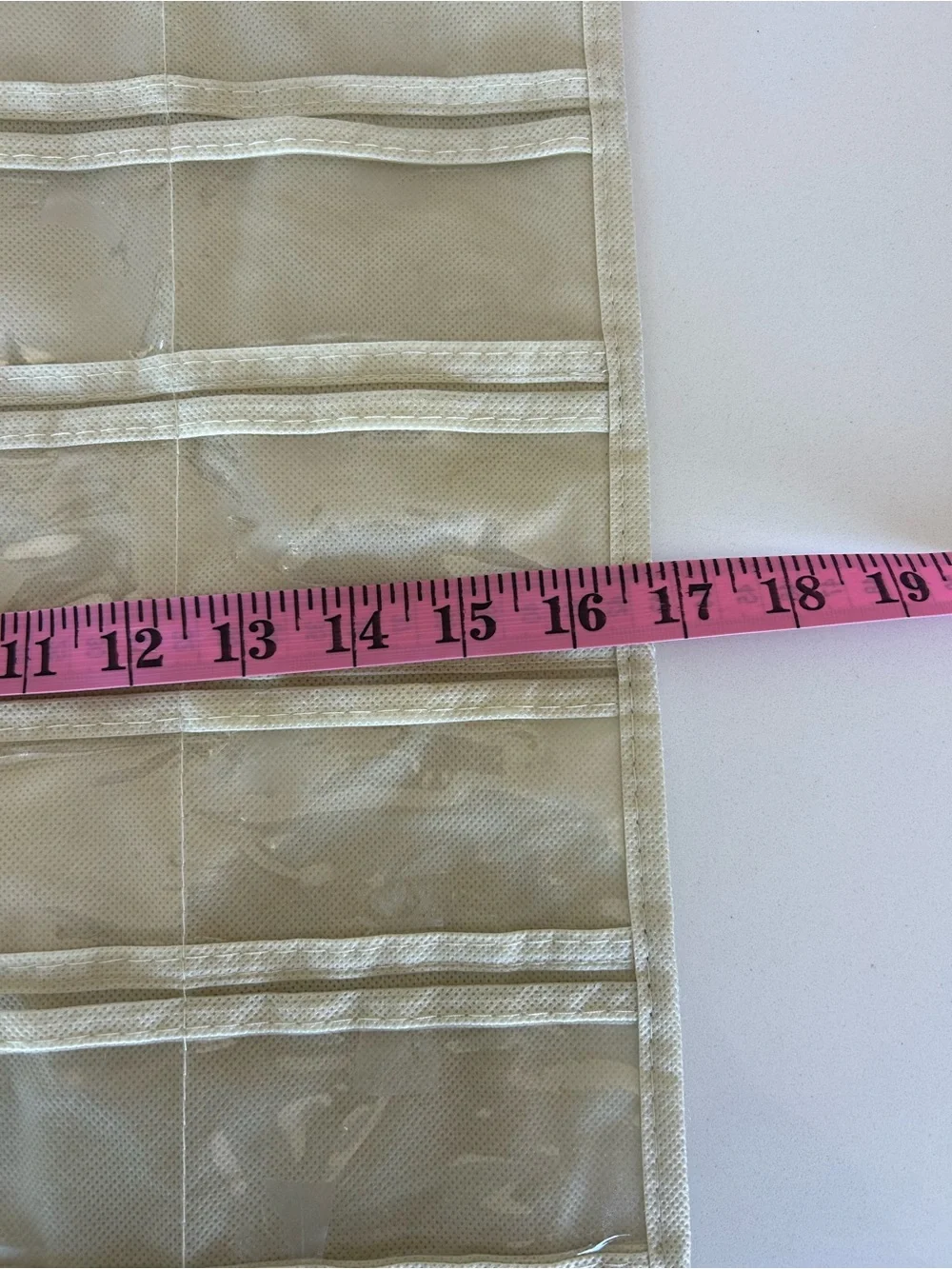 Hanging Clear Pocket Organizer in Beige